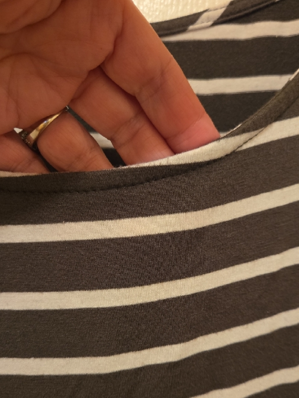 Green Envelope Olive Green & White Striped Cap Sleeve Tee - Picture 7 of 7